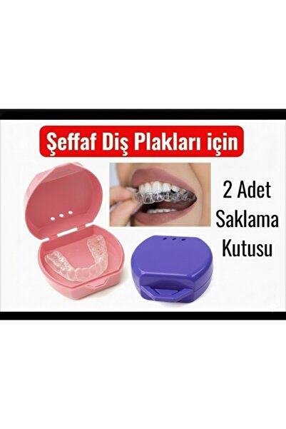 Vulli GECE PLAĞI İÇİN 2 ADET SAKLAMA KABI ŞEFFAF DİŞ PLAK KUTUSU