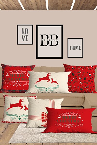 Belle Benoit 6 τεμάχια Πρωτοχρονιάτικο μοτίβο, ορθογώνιο, ψηφιακή εκτύπωση διπλής όψης, μαξιλαροθήκη, κάλυμμα μαξιλαριού, με φερμουάρ