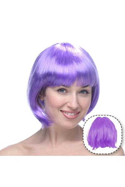 LEIBOO Perucă Bob cu Breton, Sintetică PET, Mărime Universală, Multicoloră (Mov)