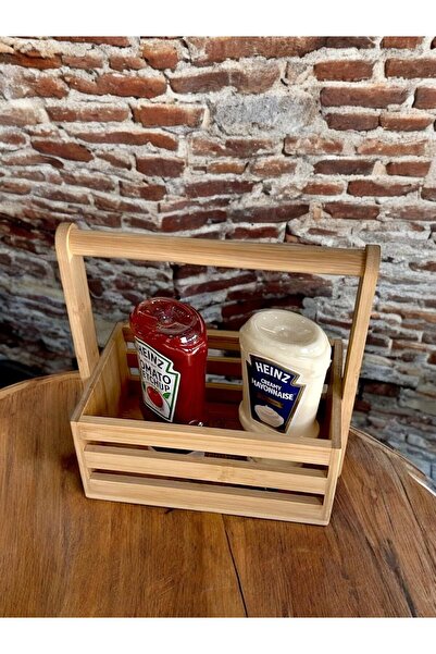 STOREMAX Bambu Masa Üstü Taşınabilir Sosluk ve Peçetelik, Bambu Tezgah Üstü K...