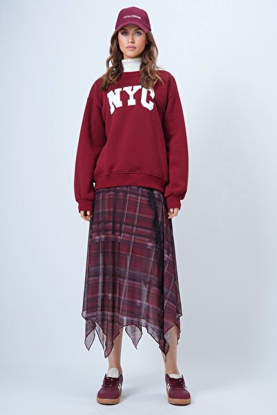 VAGGON ALAÇATI STİL Hanorac pentru femei, cu mâneci lungi, cu broderie, cu nervuri, cu cu căptușeală din fleece fire, tricou 1322