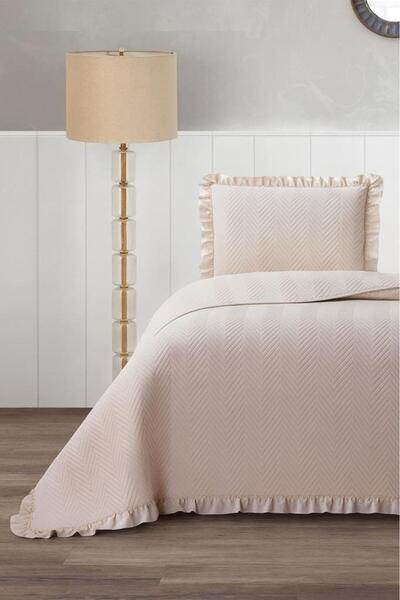 Çeyiz Diyarı Dubai Elyaf Dolgulu Tek Kişilik 180x240 Cm Yatak Örtüsü Bej