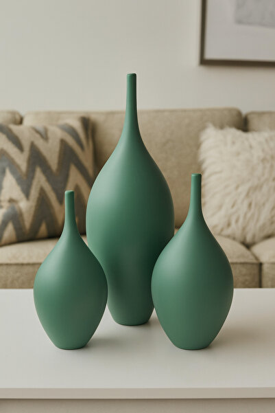 CEMRE Seramik Üçlü İznik Biblo – Küçük / Orta / Büyük (26x12 – 30x14 – 41x20 cm)