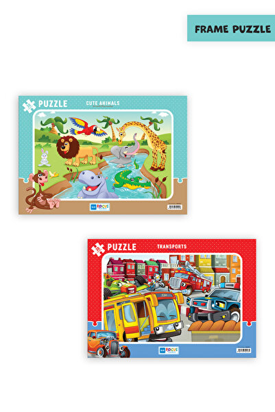 Blue Focus 2 Pcs 30 Pieces Children's Puzzle Cute Animals and Vehicles