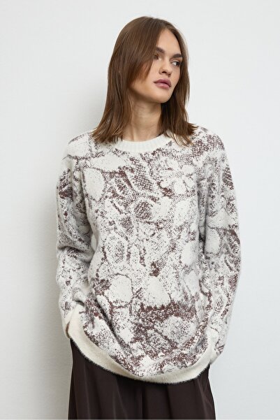 QANU Tricotaj Angora Pulover Alb