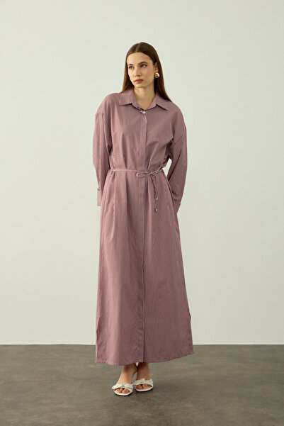 TEREZIE ÇİZGİLİ OVERSIZE POPLİN ELBİSE