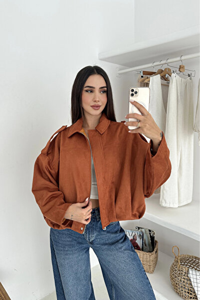 Meine Liebe Unterwäsche سترة بومبر كبيرة الحجم مبطنة من جلد الغزال