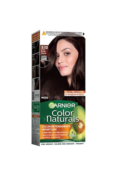 Garnier Color Naturals Permanent Ammonia Hair Dye 3.12 Dark Ashen Brown, 112 ml