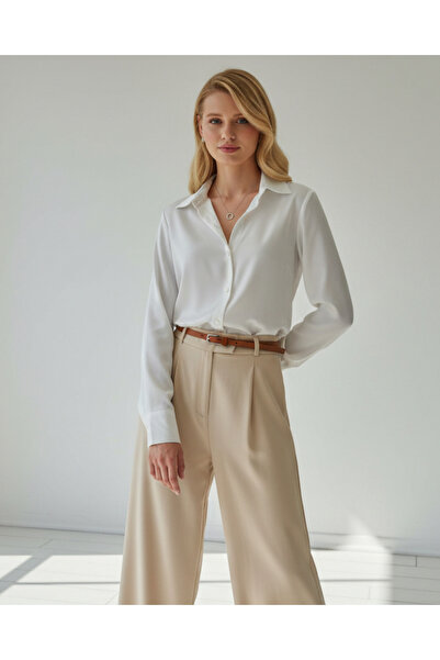 PERA MODA Satin Surface Fitted Shirt