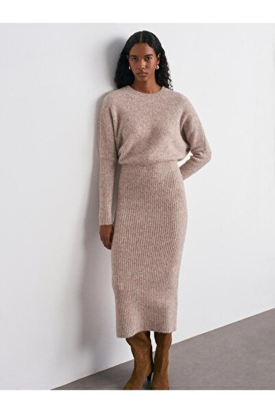 Dilvin 90260 BİSİKLET YAKA YUMUŞAK DOKULU TRİKO ELBİSE