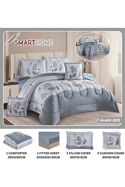 smart home Double-sided winter bedspread (velvet side and fur side) Filled bedspread, 6-piece set, 250x230cm