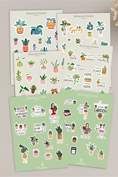 tinystoriestr مجموعة ملصقات مكونة من 6 قطع - موضوع نباتي - 6 أوراق - مفكرة، د...