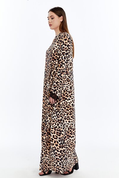 me like home Me-Like Leopar Dantelli Ev-Namaz Elbisesi