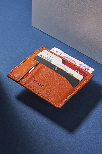 Grande 865 Genuine Leather Premium Card Holder Orange