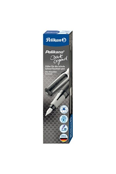 Pelikan Stilou Dark Legend, pentru dreptaci, peniță M, cartuș inclus, negru