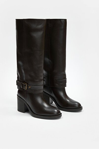 NILUFARR Martinez Bitter Brown Genuine Leather Heeled Boots