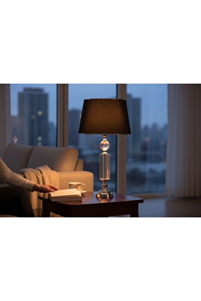 ECHOMEDECOR Kristal Detaylı Led Işıklı Lüks Masa Lambası