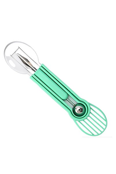 GOLD MARKET 4-in-1 fruit cutting and decorating kitchen utensil, stainless steel & plastic, 28 x 6.2 cm, Green