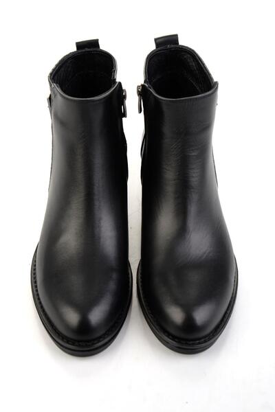 Bambi Siyah Siyah Hakiki Deri Kadın Bot & Bootie K02028733703