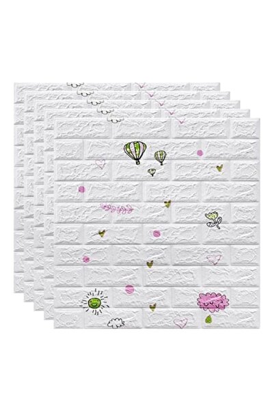 GOLD MARKET Set of 10 3D Self-Adhesive Wallpaper Panels, Brick Effect, Waterproof, 70 x 77 cm, White Dazzling