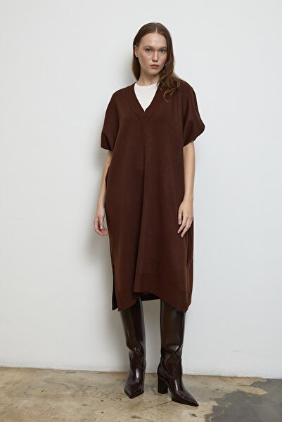 QANU Πουλόβερ Poncho Καφέ