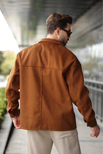 Madmext Kahverengi Kaşe Gömlek Erkek Ceket E6765