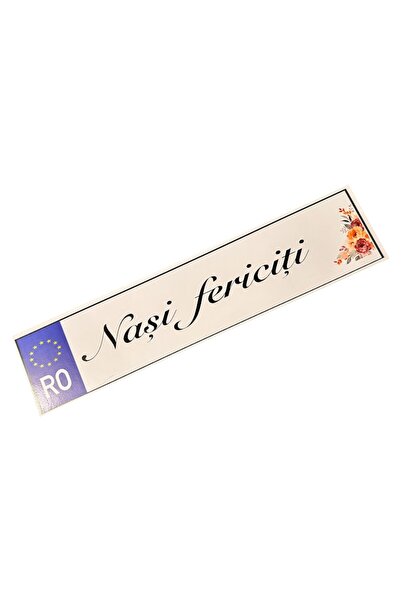OEM Placuta numere masina pentru nunta Nasi fericiti, 52x12cm, MDF