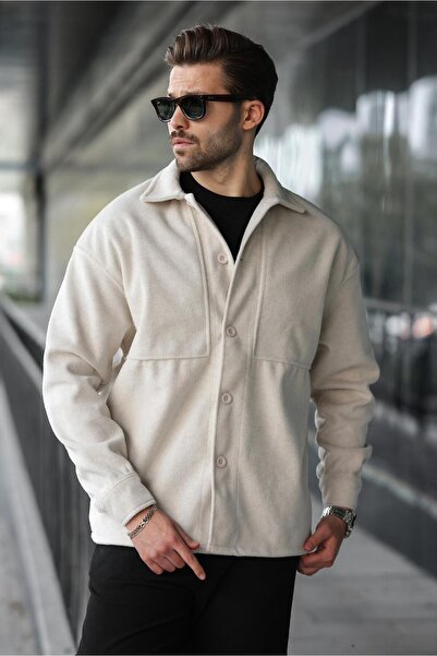 Madmext Μπεζ Κασετέν Πουκάμισο Ανδρικό Μπουφάν E6765