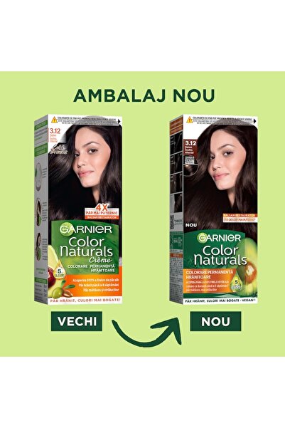 Garnier Color Naturals Permanent Ammonia Hair Dye 3.12 Dark Ashen Brown, 112 ml