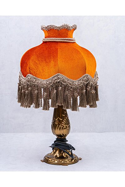 BEYLER Klasik Abajur Bronz Ayak Kiremit Şapka