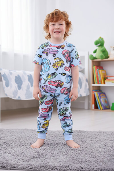 İsobel Kids bumbac 100% Set de pijamale colorate pentru copii cu model de mașină