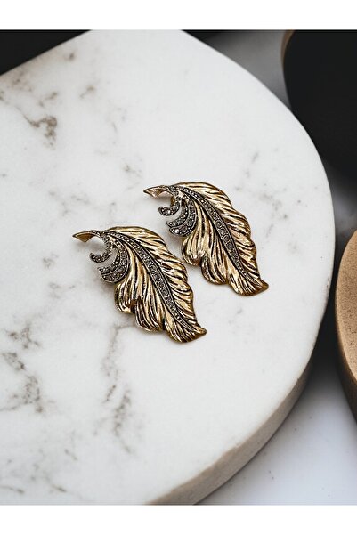 FAYRA ACCESSORIES Crystal Stone Leaf Figured Earrings