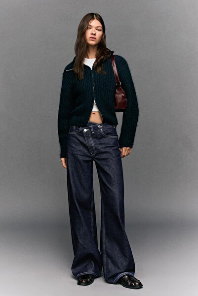 Bershka Çapraz belli geniş paça jean