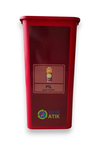 MEGA ATIK PİL KIRMIZI SIFIR ATIK KUTUSU, GERİ DÖNÜŞÜM KUTUSU, SIFIR ATIK YÖNETMELİĞİNE UYGUN 70 LT