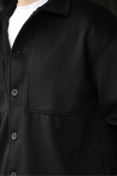 Madmext Siyah Kaşe Gömlek Erkek Ceket E6765