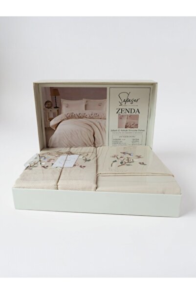 Şaheser Zenda Hand Embroidered Bedding Set – 100% Cotton, Elegant and Stylish Design