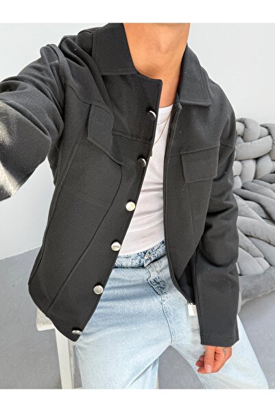 KağanKY Μαύρο ανοιξιάτικο μπουφάν Cashmere