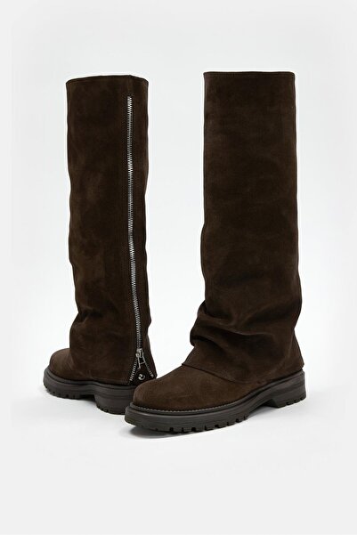 NILUFARR Helia Bitter Brown Suede Genuine Leather Women's Boots