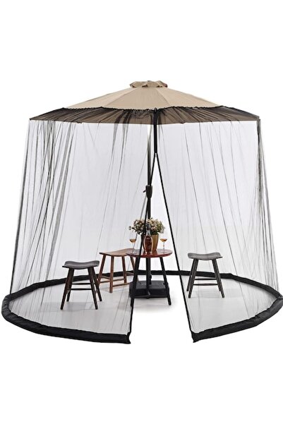 GOLD MARKET Mosquito net for sun umbrella, height 2.3 m, diameter 3 m, Black
