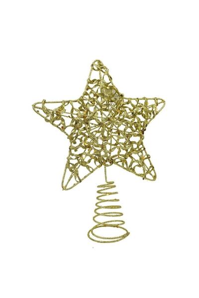 GOLD MARKET Buton decorativ pentru brad de Crăciun în formă de stea, Auriu me...