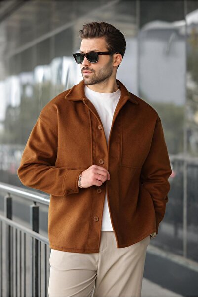 Madmext Kahverengi Kaşe Gömlek Erkek Ceket E6765