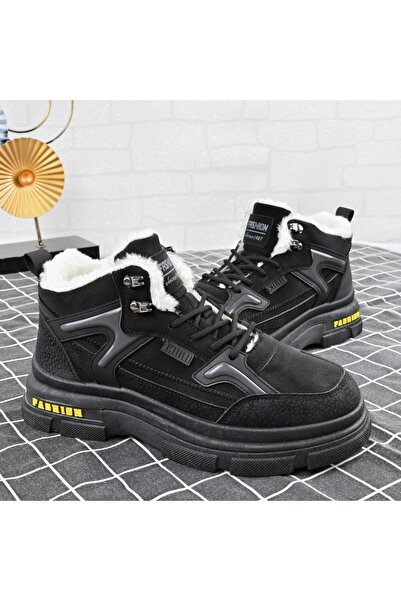 Tmall Ghete bărbătești, piele, căptușeală din fleece, GB4037-1, negru