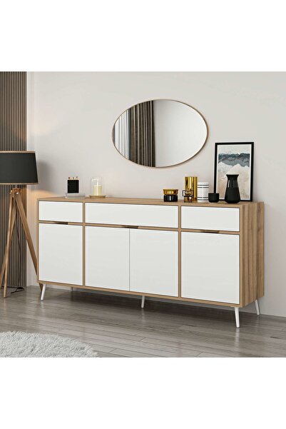 Minar Elina Ayaklı Konsol Aynalı - Dore/Beyaz