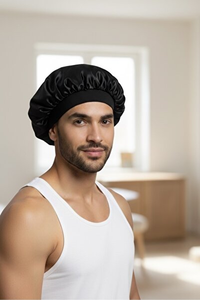 MODA Siyah saten erkek bonesi 1’li