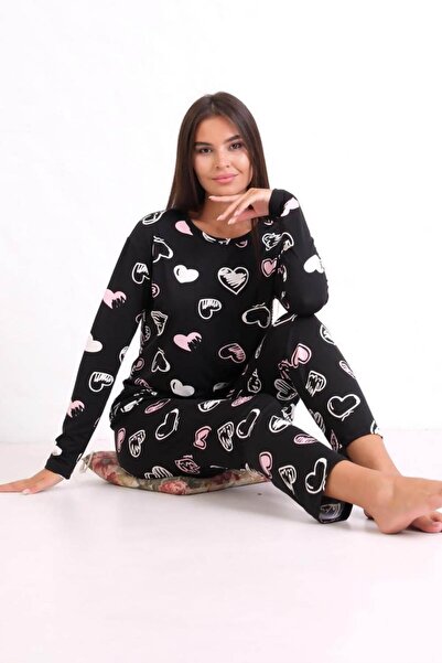 lamelif Піжамний комплект з візерунком, чорний