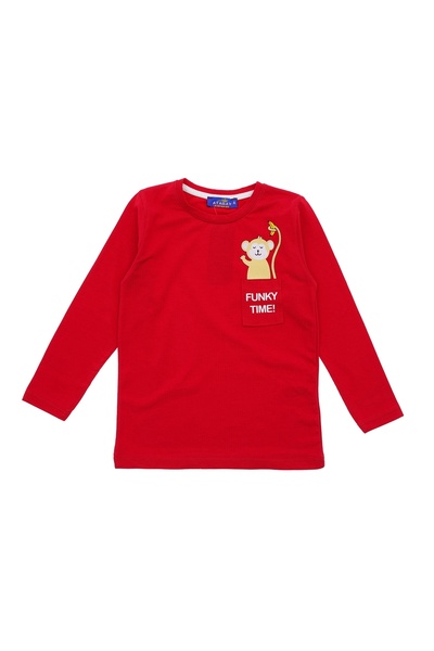 Atabay Kids Atabay 83-10-25 Men's Bluz with Pockets Funky Time Printed 36/1 Single Jersey 1/4 Year Old