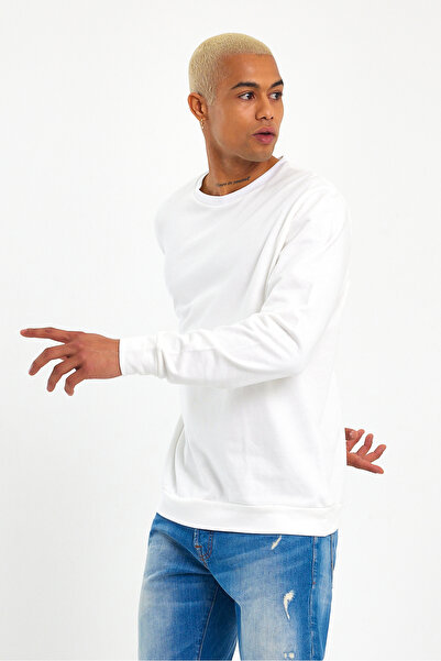 Superlife Süperlife Men's Gray Crew Neck Ribbed Regular Fit Sweatshirt Spr26Swk930