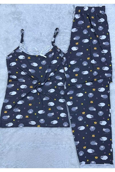 VAJESTO Set de pijamale pentru femei, cu bretele din frânghie, cu detaliu din...