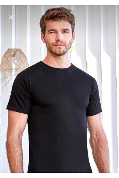 Berrak , Erkek Siyah 0 Yaka 6′lı Paket Fanila Atlet %100 Cotton Pamuk