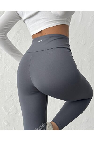 Moda Banuş Dalgıç Kumaş Dar Paça Şardonlu Tayt Antrasit-Koyu Gri